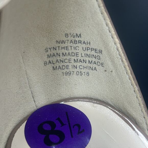 Nine West Abrah Womens 8.5 Tan Nude Patent Leather Ankle Strap Open Toe Sandals - Picture 7 of 9